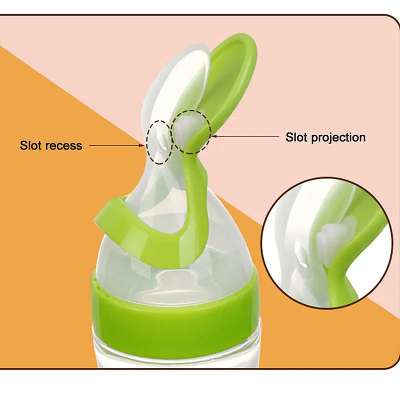 BiSantos à presser en silicone pour bébé, cuillère d'entraînement pour nouveau-né, mangeoire à céréales pour bébé, supplément alimentaire, ustensiles sûrs