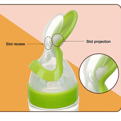 BiSantos à presser en silicone pour bébé, cuillère d'entraînement pour nouveau-né, mangeoire à céréales pour bébé, supplément alimentaire, ustensiles sûrs