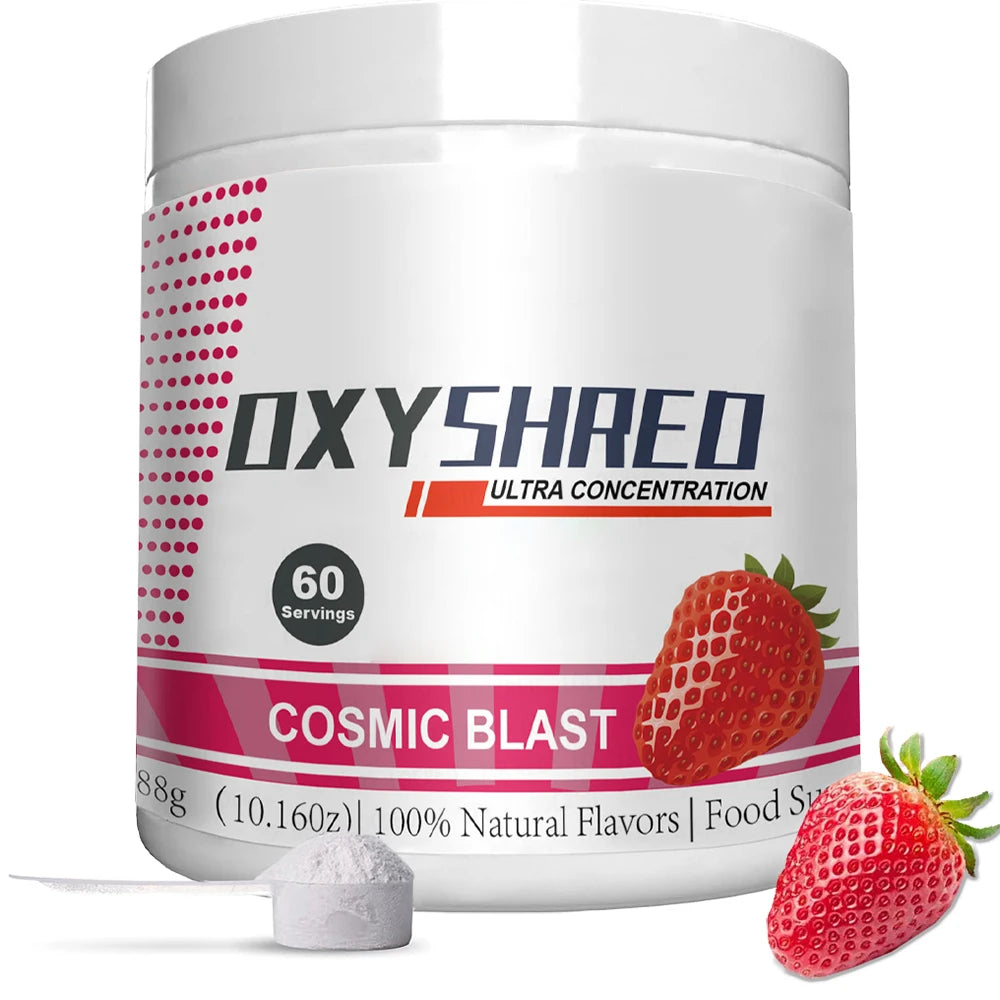Oxyshred Sport Poudre de pré-entraînement Support Énergie - Cosmic Blast - Burner de graisse Oxyshred Supplément de pré-entraînement à ultra concentration