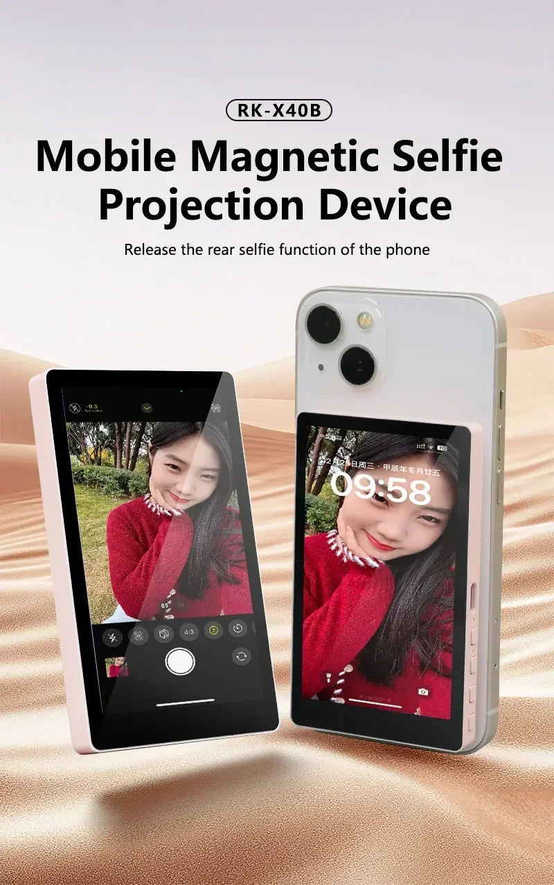 Écran de moniteur magnétique sans fil pour Smartphone Vlog, diffusion en direct, enregistrement vidéo, caméra arrière de téléphone, Selfie