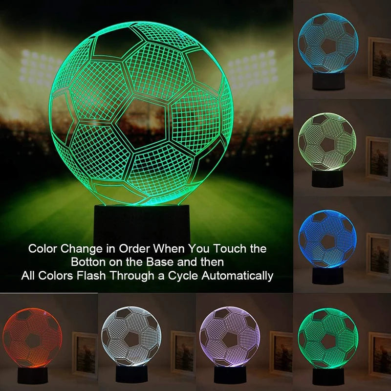 Veilleuse de Football pour enfants avec télécommande, 7 couleurs changeantes, cadeau d'anniversaire, de noël, de saint-valentin, Fan de Sport pour garçons et filles
