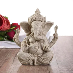 Handmade sandstone Ganesha Buddha elephant statue, sculpture for home and living room decoration