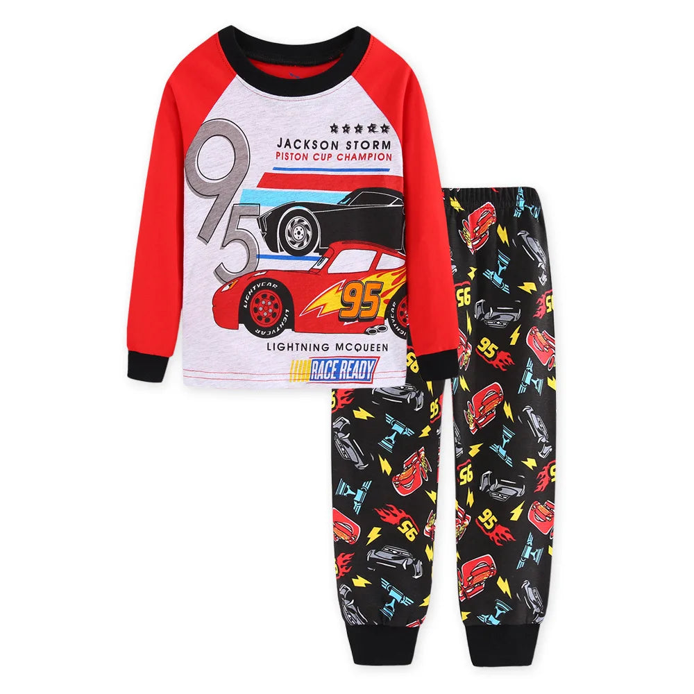 Printemps automne ensembles de vêtements pour enfants garçons 95 voitures McQueen vêtements de nuit de dessin animé vêtements enfants Pyjamas ensemble bébé filles coton Pyjamas