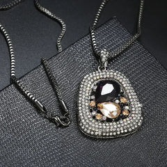 Colliers longs avec pendentif trapézoïdal en pierre semi-précieuse pour femmes, Vintage carré géométrique, cadeaux féminins, bijoux, nouvelle collection 2025