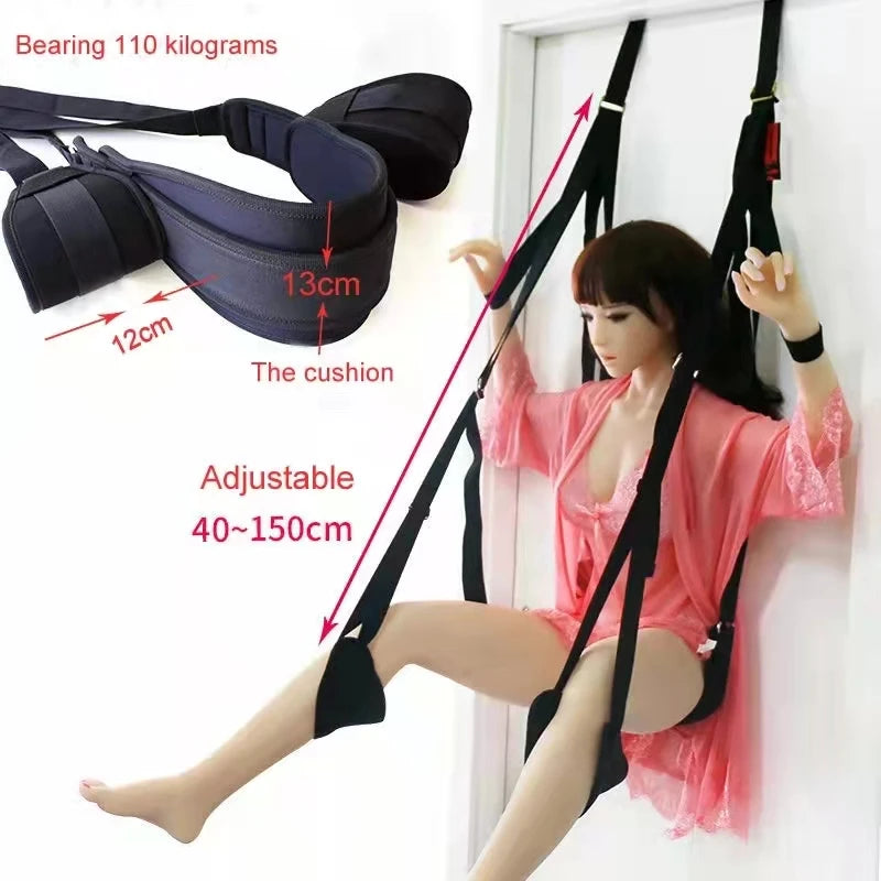 Jouets sexuels pour Couples, balançoire sexuelle, meubles sexuels, jeux pour adultes, siège et coussinet de jambe, balançoire de porte suspendue érotique pour sexe d'intérieur