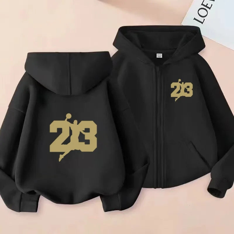 Sporty zip-up hoodies, fashionable casual jackets and warm tops for autumn and winter, suitable for boys and girls aged 3 to 12 years