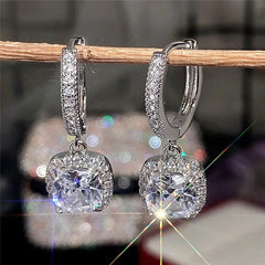 Boucles d'oreilles en argent 925 avec pierres précieuses et diamants pour femmes, bijoux en cristal, goutte d'oreille, cadeau d'anniversaire