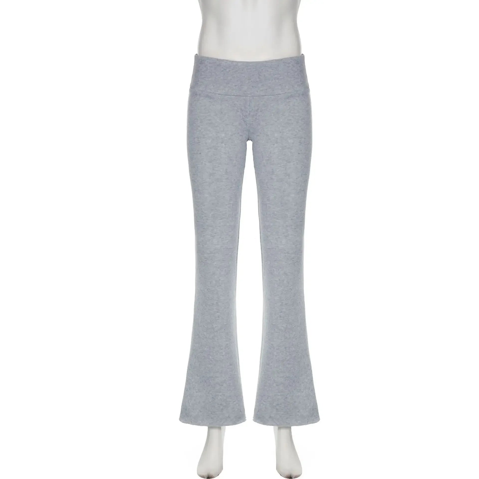 Women's Casual and Sexy Flared Trousers, Solid Color, Slim Fit, Low Rise, Bootcut, Autumn/Spring Fashion, Streetwear, Y2K, 2024