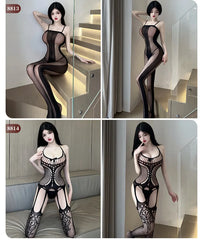 Body Sexy à entrejambe ouvert pour femmes, 24 Styles, bas de corps en maille résille érotique, porno ajouré, Teddy, Lingerie sans entrejambe