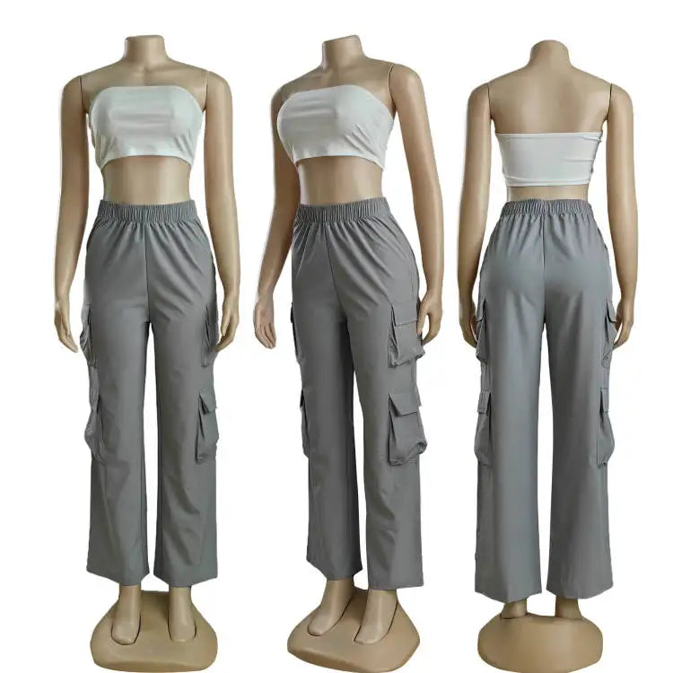 Nouveau pantalon Cargo droit femmes taille haute Baggy pantalon décontracté jambe large mince Vintage Y2K Streetwear poche mode pantalons décontractés