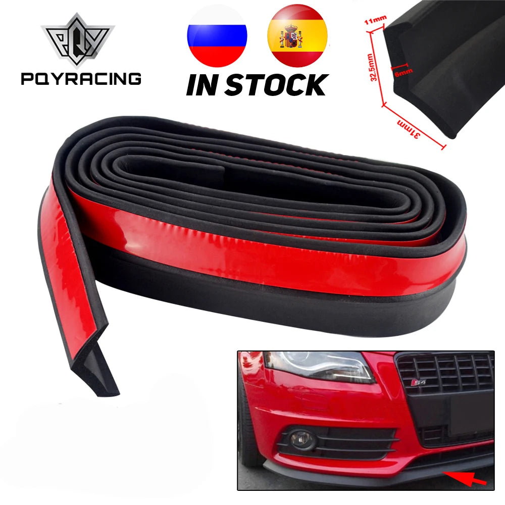 2.5M Car Bumper Lip Stickers, Rubber Car Front Bumper Lip Protectors, Exterior Moldings, 65mm Wide Bumper Lip Strip