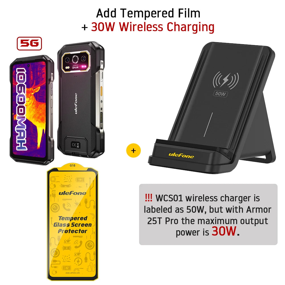 Ulefone Armor 27T Pro 5G Rugged Phone with THERMAL BY FLIR® 10600mAh Android 14 Smartphone 50MP+64MP 6.78" 24GB+256GB NFC Mobile Phone