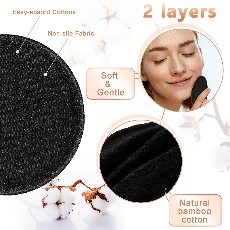 Tampons Démaquillants Réutilisables, Ronds en Coton Naturel Lavable pour Types, Tampon de Maquillage Lavable avec Sac à illant, 10 Pièces