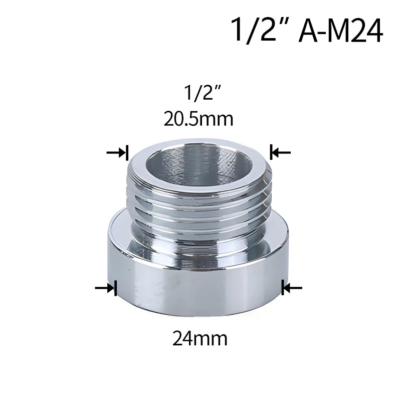 Coupleur de robinet d'eau 1/2 à M16 M18 M20 M22 M24 M28 M32, connecteur fileté, adaptateur de robinet de Conversion, raccord barboteur cuisine salle de bains
