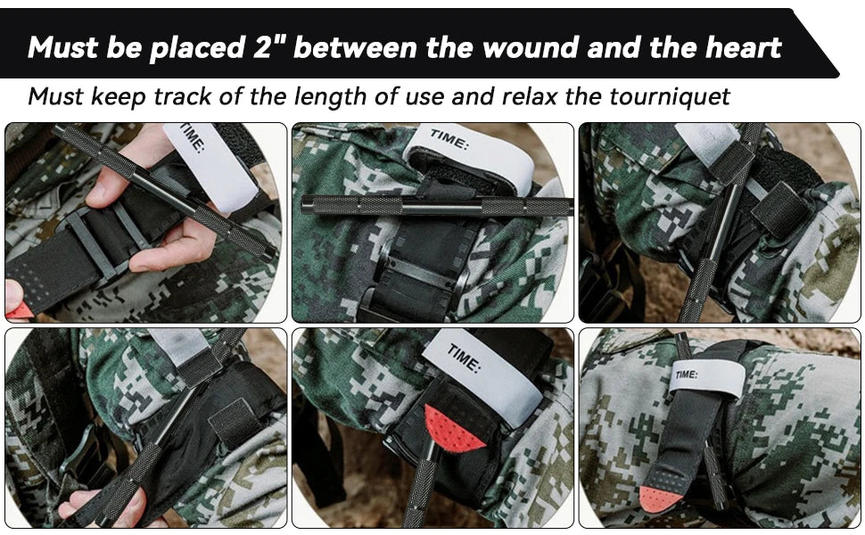 Garrot tactique d'urgence, équipement de premiers secours médical à une main pour randonnée Camping voyage Sports de plein air d'urgence