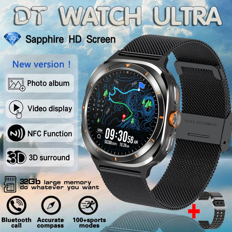 2025 nouvelle montre DT 7 montre Ultra intelligente hommes 32GB mémoire vidéo GPS NFC 47mm AMOLED Fitness sport Tracker santé montres intelligentes femmes