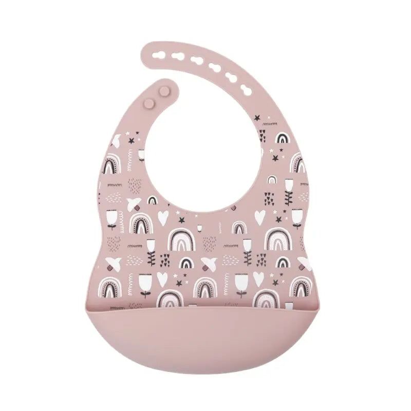 Nouveauté bavoirs en silicone pour bébé impression en silicone bavoir pour nouveau-né alimentation rot tissu avocat zoo tracteur impression vaisselle