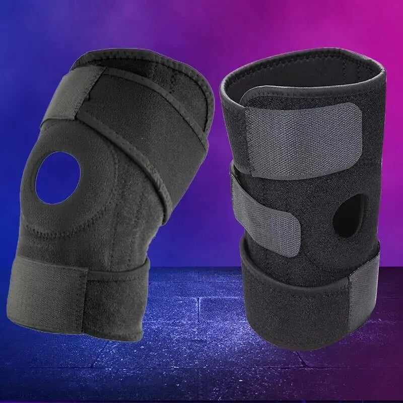 Knee brace with lateral stabilizers, adjustable and breathable, suitable for sports training and knee pain