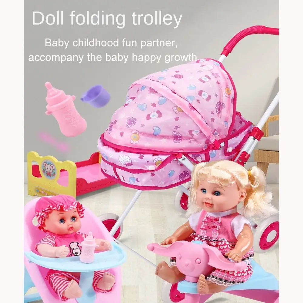Poupées landau bébé poussette jouer jeu enfants maison accessoires meubles jouet semblant jouer jouet pour les tout-petits petites filles garçons enfants