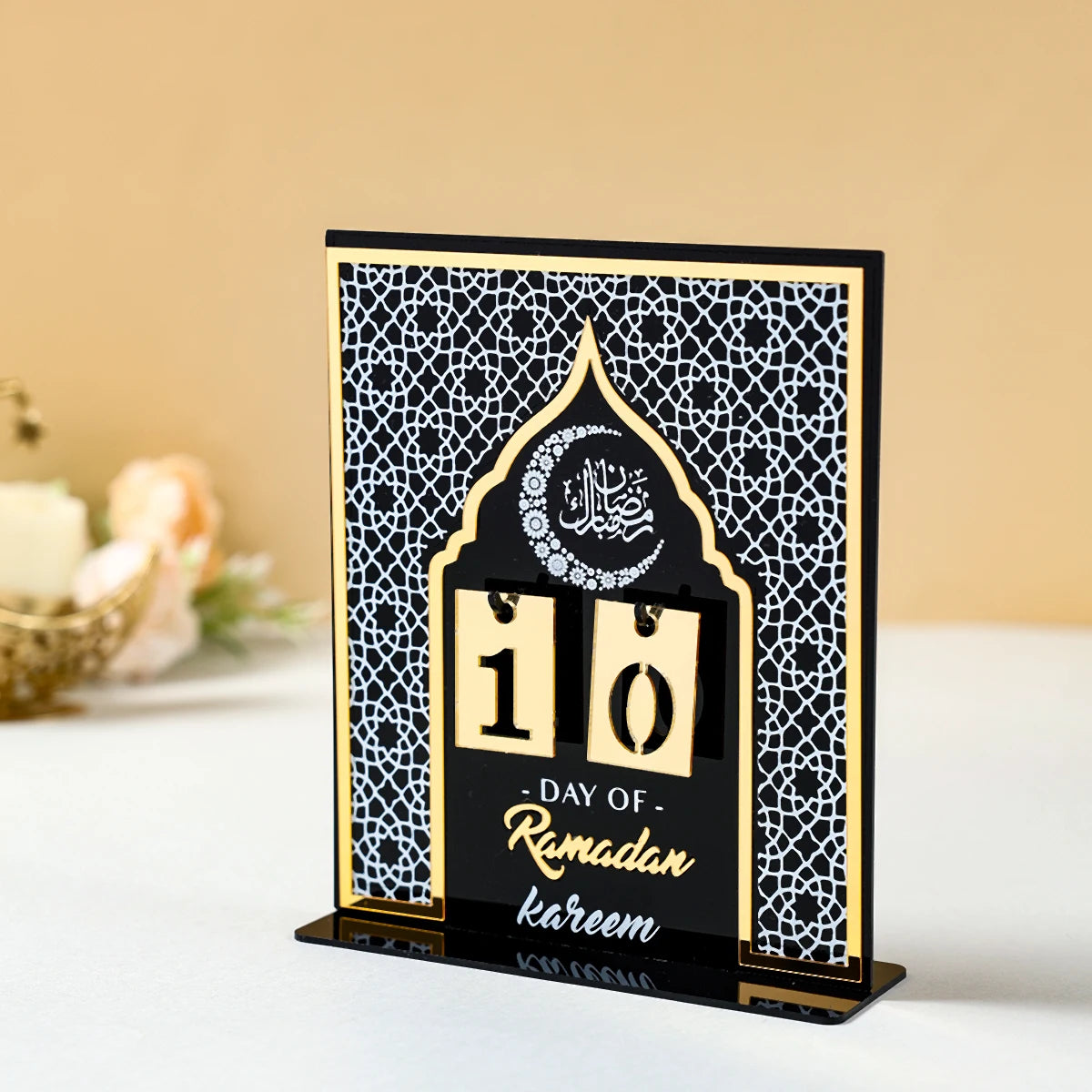 Calendrier de compte à rebours en acrylique pour Ramadan, ornements, cadeaux Eid Mubarak, décor pour la maison, fournitures de fête musulmane islamique 2025 Kareem