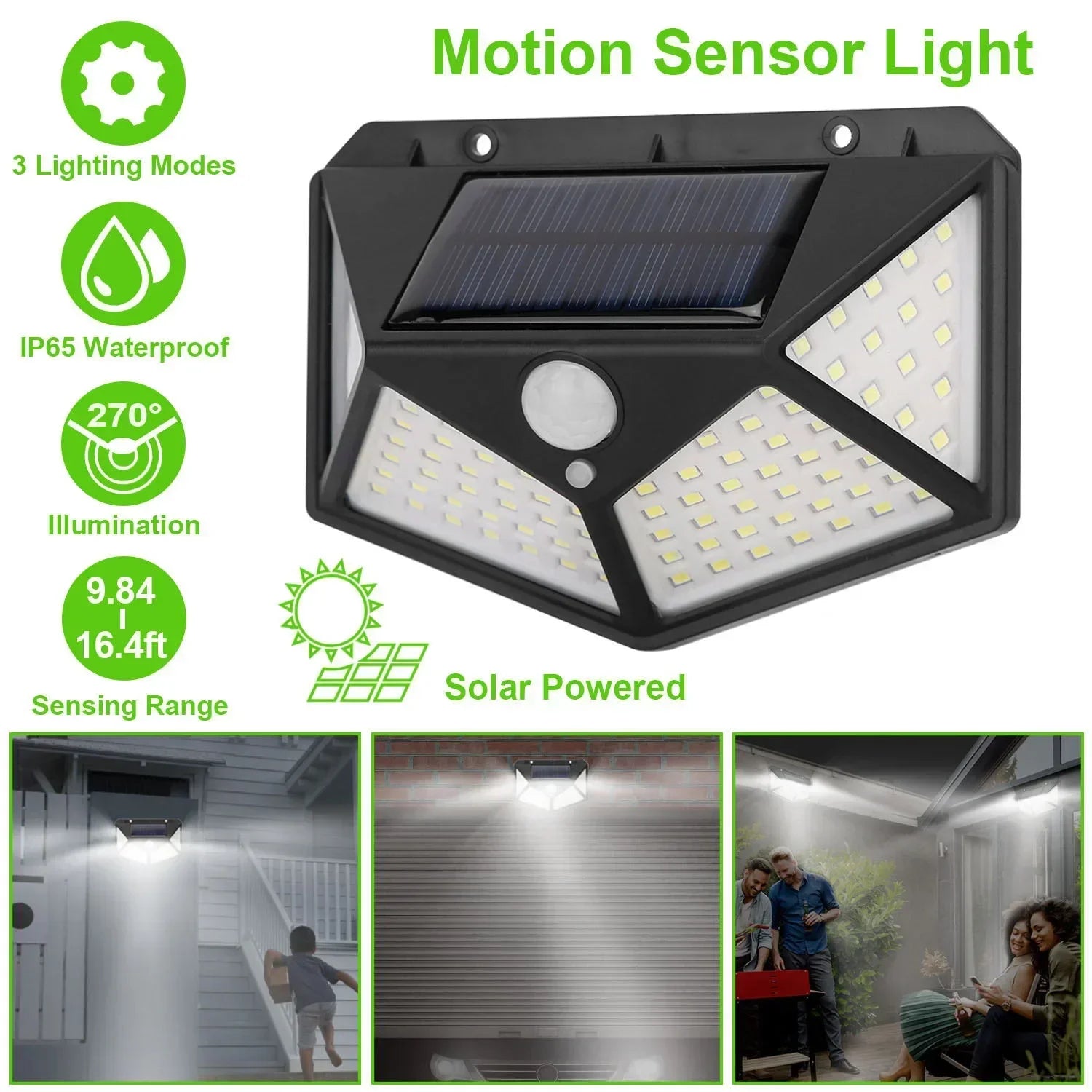 Lampe solaire LED multifonctionnelle avec détecteur de mouvement, lumière du soleil étanche, décoration de jardin extérieur, 62 projecteurs