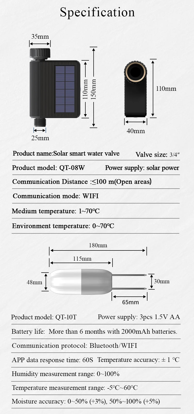 Tuya Smart WiFi Watering Timer, Solar Powered Drip Irrigation System, Built-in Water Flow Recorder, Water Controller