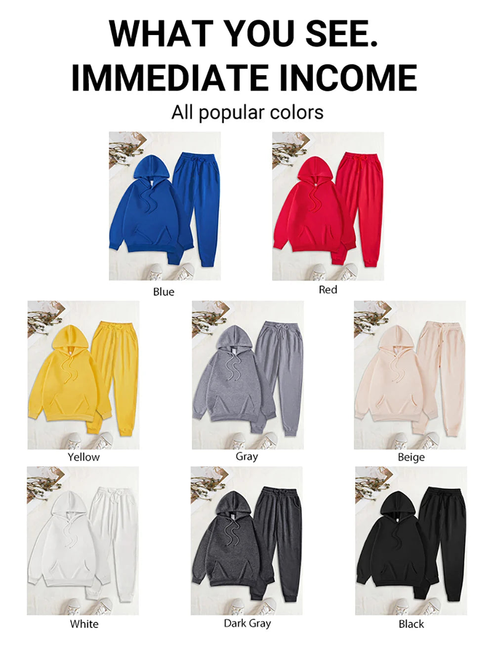 Ensemble sweat à capuche pour homme d'hiver, ensemble deux pièces longue, couleur unie, vêtements de rue, unisexe, costume à la mode, pantalon de survêtement de sport décontracté