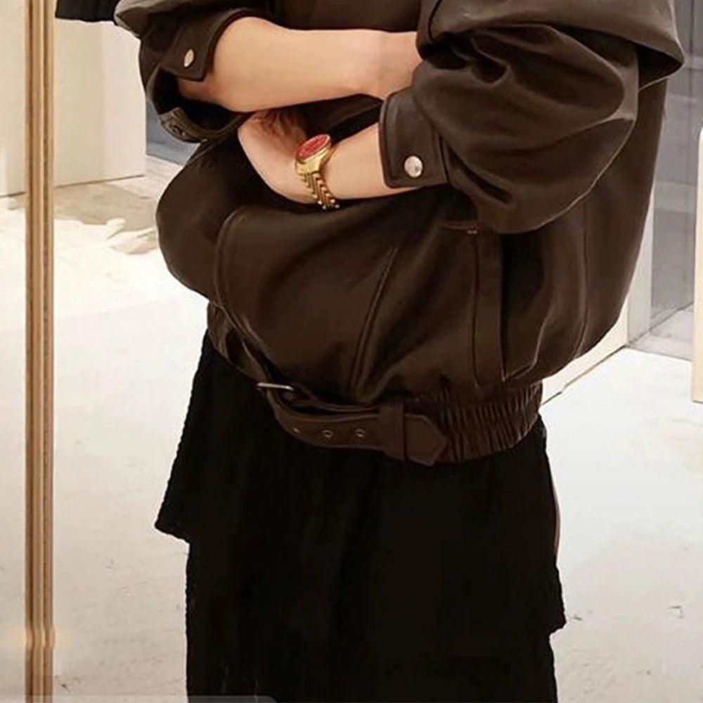 Vestes d'hiver pour femmes, marron, couleur unie, Design à revers français, manches longues, vestes décontractées intelligentes, basiques quotidiennes, 2025