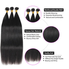 Fow Momen-Extensions de Cheveux Péruviens 100% Naturels Lisses, Tissage en Lot de 1/2/3/4 Paquets Richesse, 8-30 Pouces