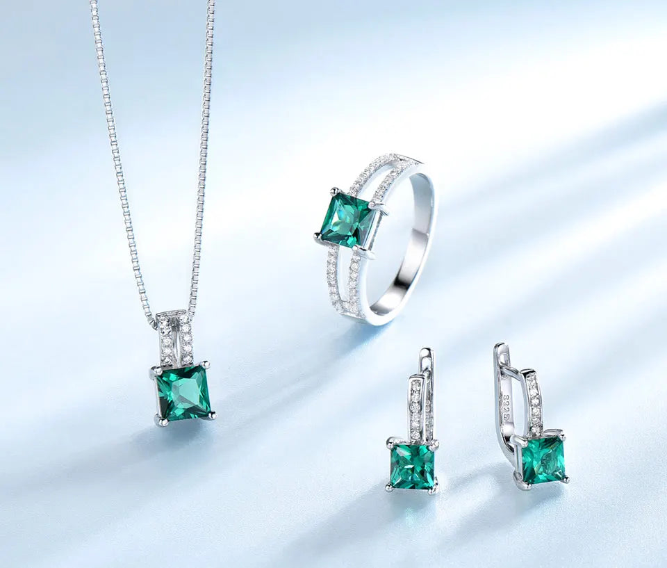 Characterlevez ald Square Jewelry Set pour femme, matiques élégantes, pendentif, clip, boucle d'oreille