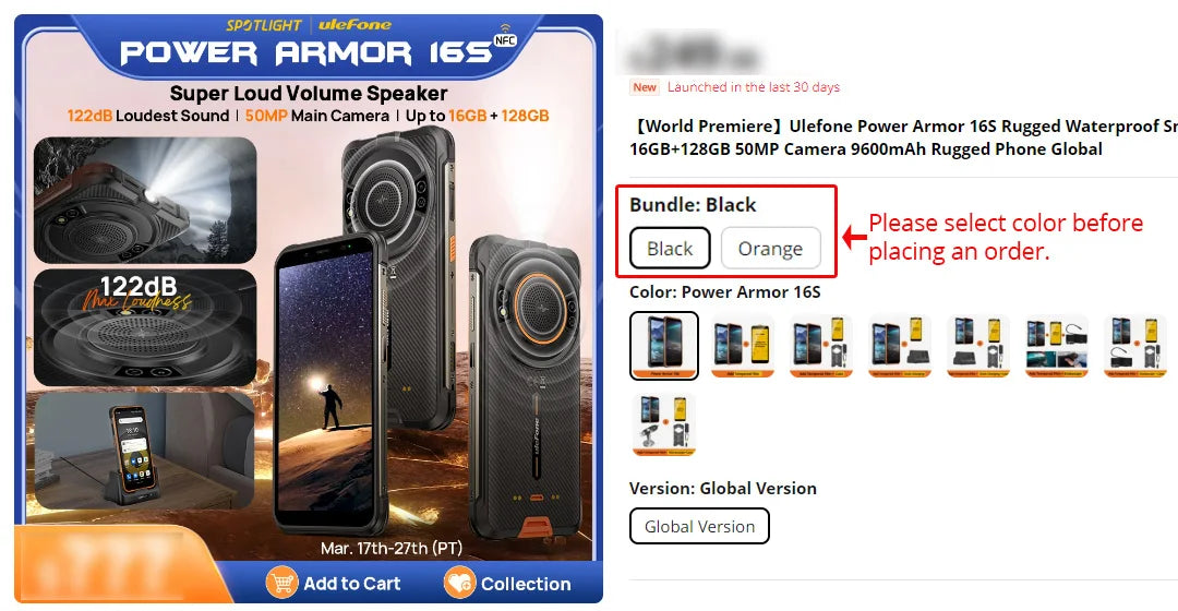 Ulefone-Smartphone Power Armor 16S, téléphone robuste et étanche, NDavid, 16 Go + 128 Go, appareil photo 50MP, 9600mAh, Android 13, Global