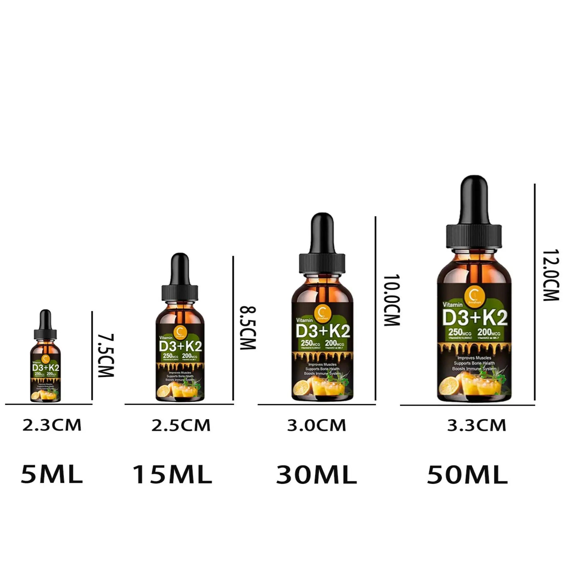 Vitamine liquide D3K2 pour une amélioration cardiaque et immunitaire saine, gouttes de vitamine K2D3