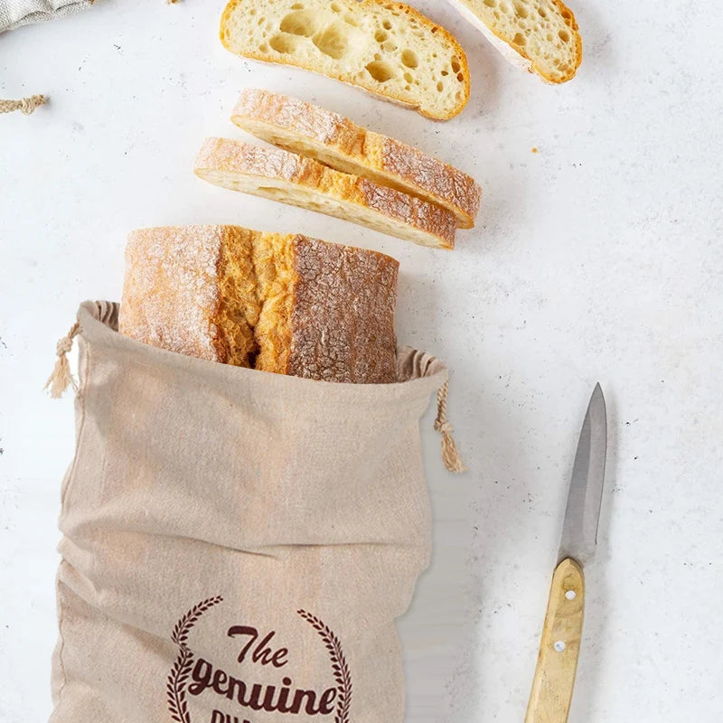 Sac à pain en lin, sacs réutilisables pour pain, sacs à cordon, sac de rangement de pain artisanal fait maison, sac Baguette, conteneurs de stockage des aliments