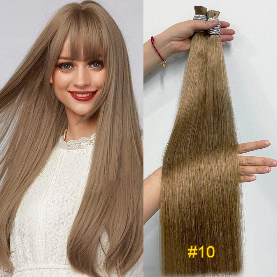 613 Straight Human Hair Bundles, No Weft, 100% Virgin, Highlighting Original Russian Natural Unprocessed Blonde Loose Extensions