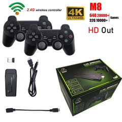 2.4G Video Game Console, Dual Wireless Controllers, 4K Game Stick, 20000 Games, 64GB/32GB Storage, Retro Games for PS1/GBA Boy, Christmas Gift