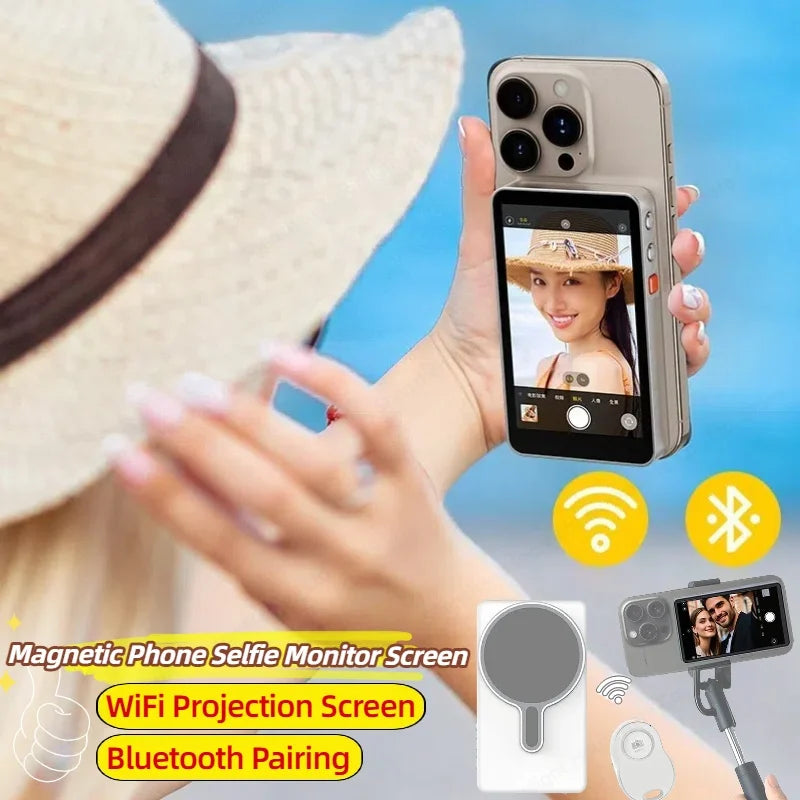 Smartphone moniteur magnétique écran projecteur téléphone caméra arrière Selfie pour Vlog enregistrement vidéo en direct pour Android iPhone