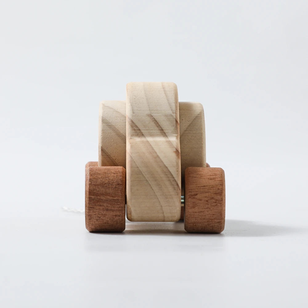 Jouets Montessori en bois pour bébé, 1 pièce, anneau de dentition de Bus de dessin animé, ours en bois de hêtre, voiture pour enfants, jouets éducatifs Montessori, cadeau