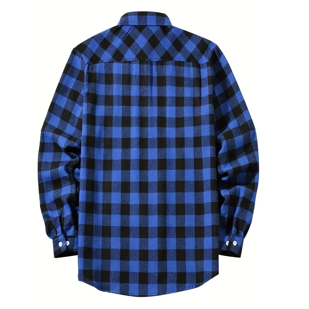 Chemises pour hommes simple boutonnage classique Plaid intelligent décontracté chemise en flanelle à manches longues poitrine deux poches conception printemps automne hommes hauts