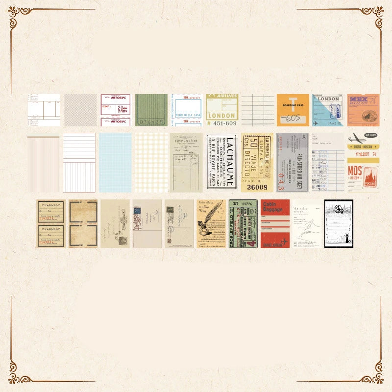 Retro letter set, creative supplies, paper, flower collage, decorative sticky notes, 60 pieces/pack