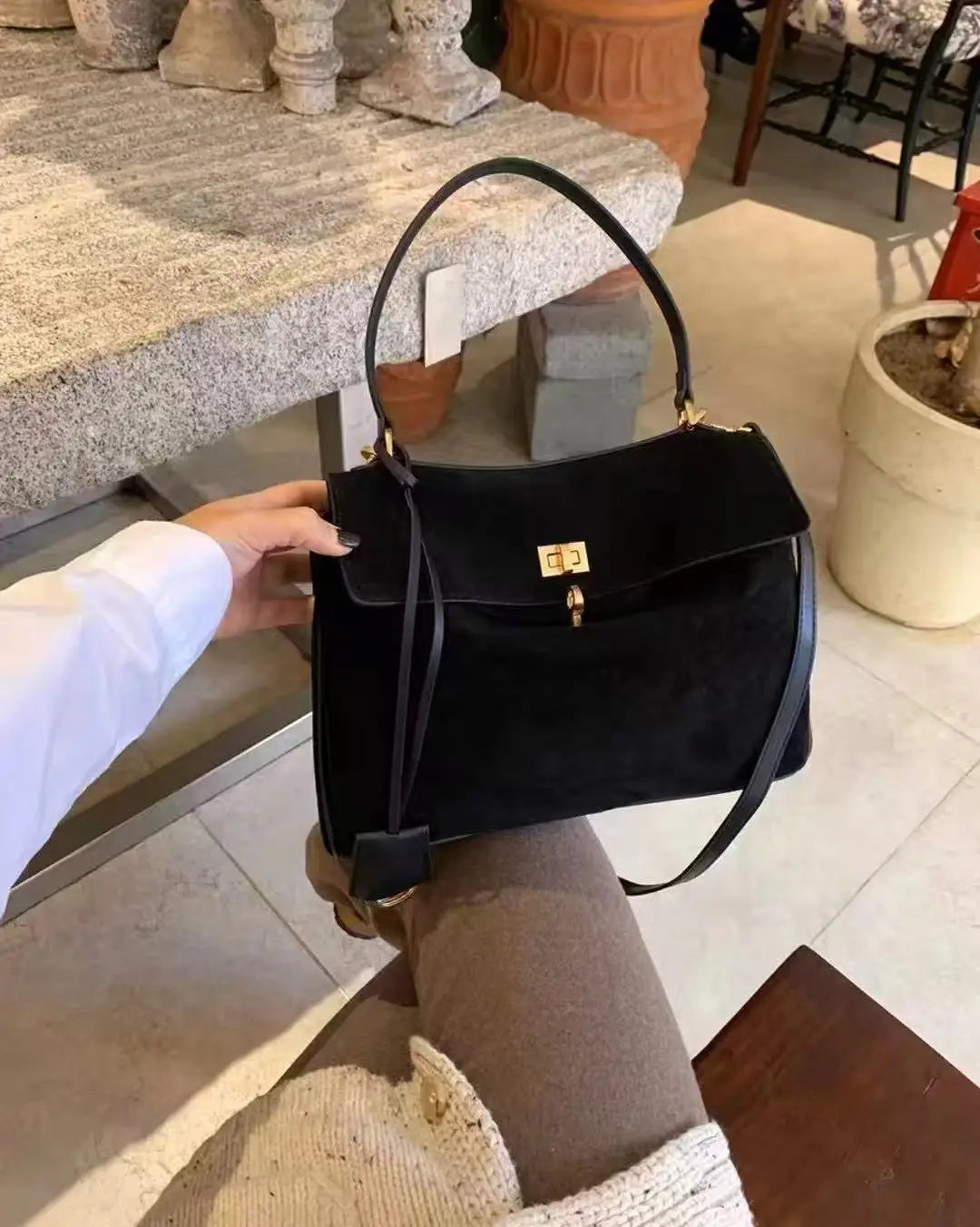 Sacs à main en cuir véritable pour femmes, fourre-tout en cuir véritable glacé, sac à bandoulière en daim marron pour dames, design moderne personnalisé