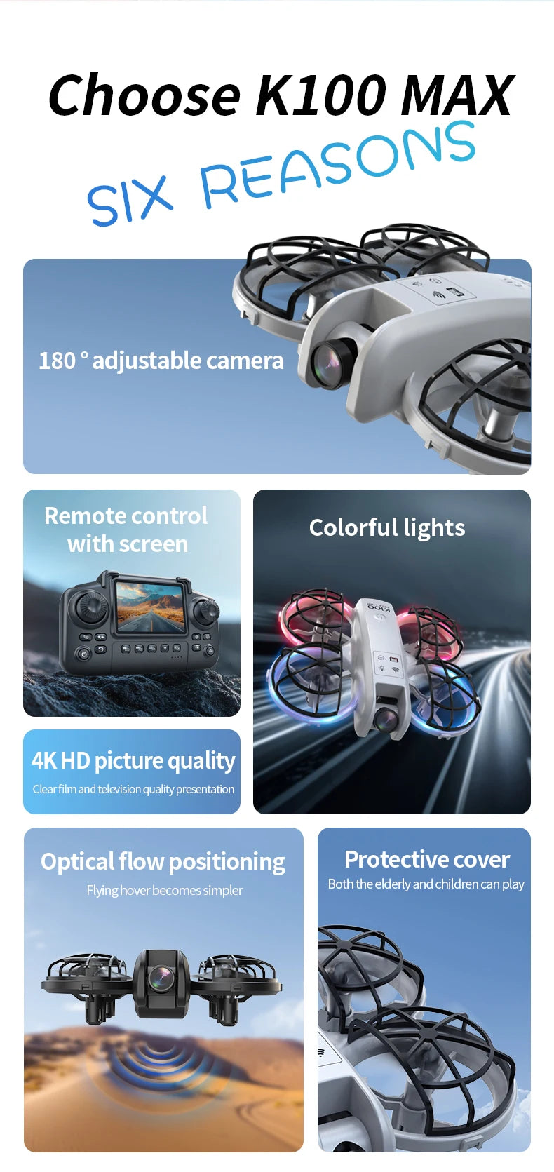 K100 MAX Mini GPS Drone 8K HD caméra vidéo en temps réel transmission écran contrôle évitement d'obstacles photographie aérienne RC quadrirotor