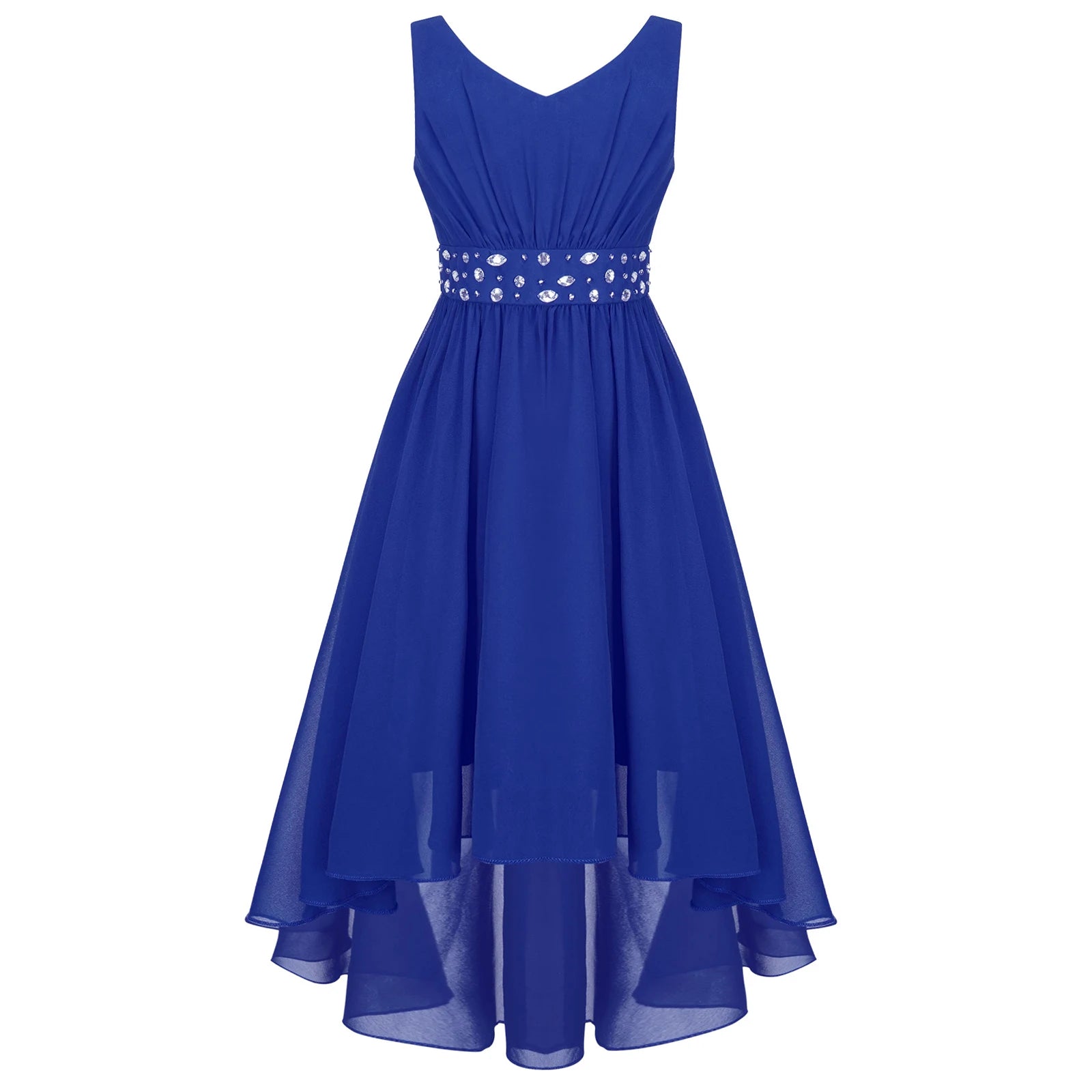 Robe perlée pour filles, élégante, brillante, rose, pour adolescentes, pour cérémonie de première Communion, ourlet Hi-Lo, fleur de demoiselle d'honneur