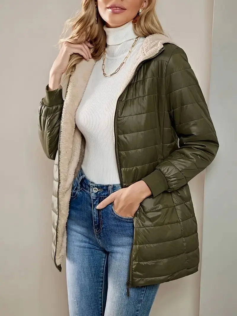 Veste longue à capuche pour femmes, coupe ample, manteau en coton doublé polaire, confortable, Style décontracté, mi-long, Parka, vêtements d'extérieur