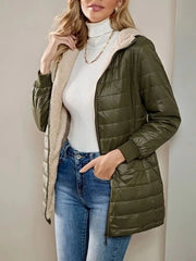 Veste longue à capuche pour femmes, coupe ample, manteau en coton doublé polaire, confortable, Style décontracté, mi-long, Parka, vêtements d'extérieur