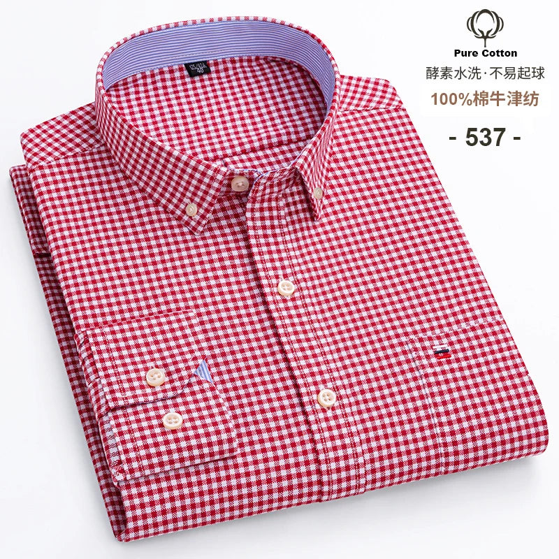 2024 mode hommes travail affaires marque Chemise hommes Plaid coton tenue décontractée chemises coupe ajustée à manches longues boutonné Chemise Homme