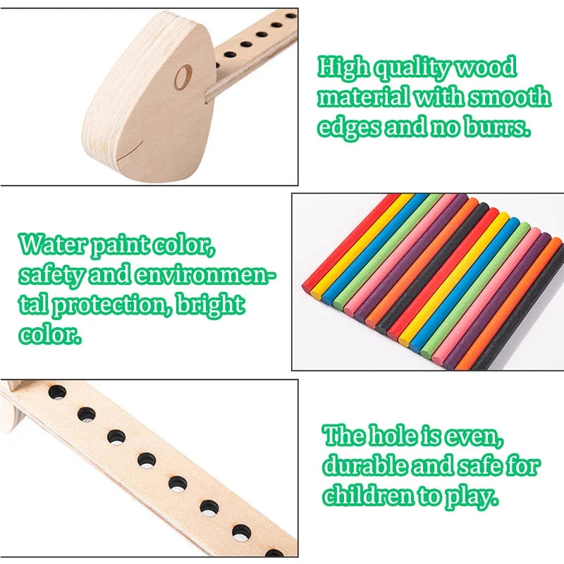 Jouets sensoriels Montessori assortis aux couleurs, bâton d'équilibre en bois, jeu d'entraînement fin, jouet Puzzle pour garçons et filles, cadeau d'anniversaire et de noël