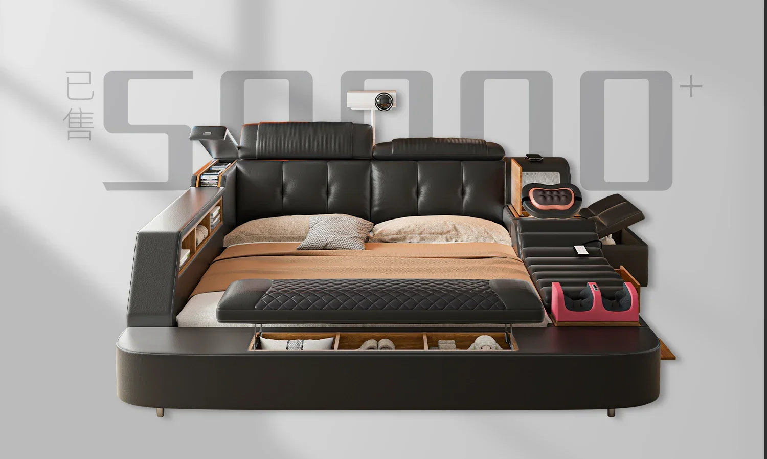 Lit Double moderne filles Design chambre intelligente reine King Size lit beauté dormir princesse cuir Cama salon Suite meubles