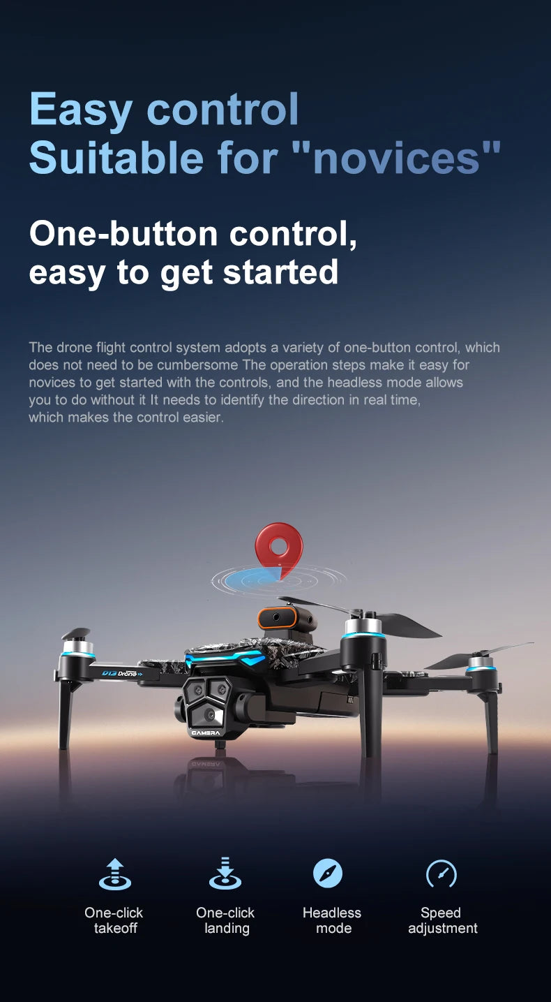 Nouveau Drone D13 4K professionnel trois caméras HD avec grand écran 5G WIFI FPV Dron flux optique sans brosse vol stationnaire pliable quadrirotor