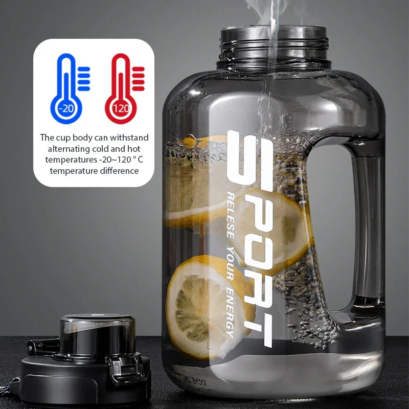 Bouteille d'eau seau de grande capacité 1,2 l/1,7 l, grand ventre, bouteille d'eau pour sport, Fitness, tasse spatiale en plastique Portable