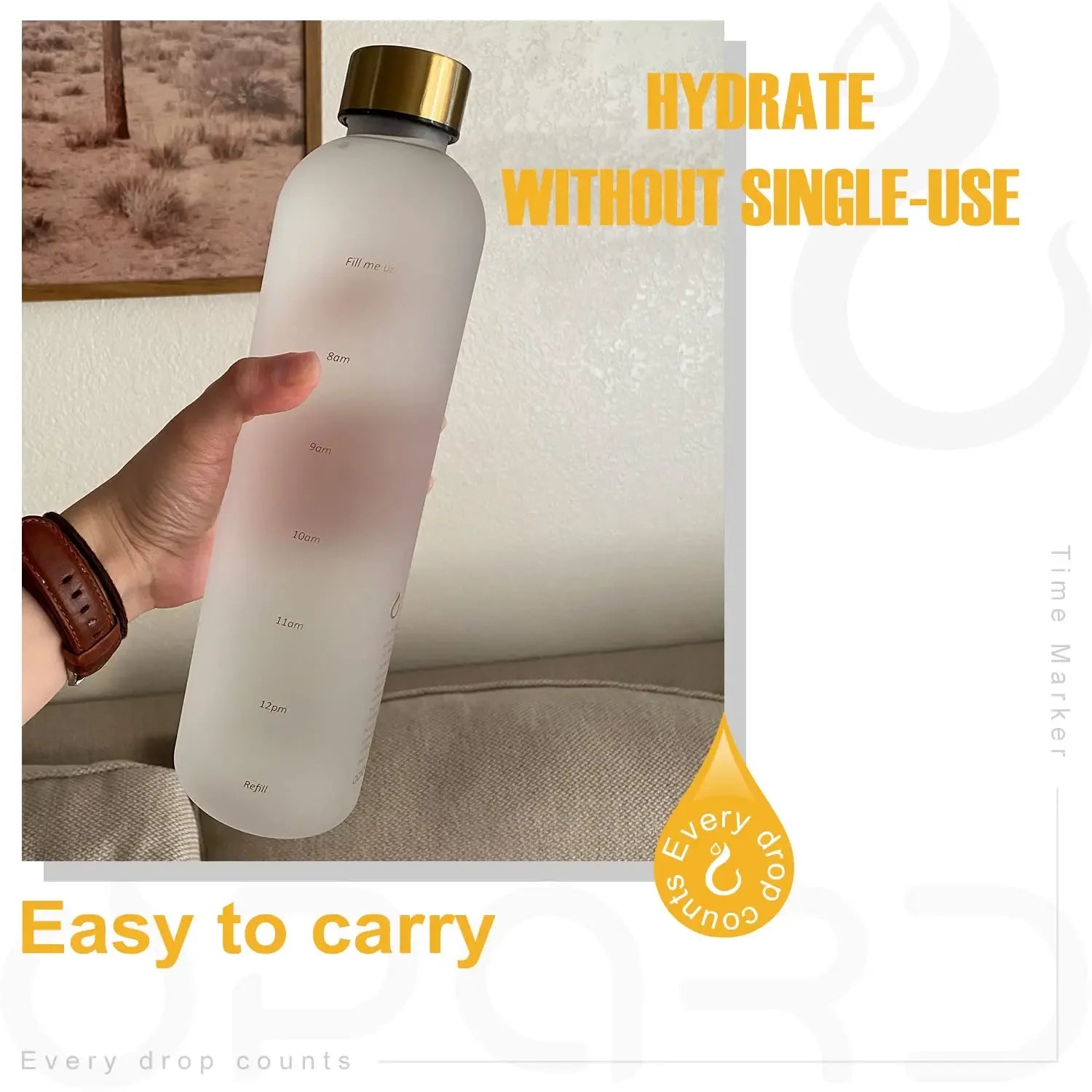 Nouveau 1L bouteille d'eau avec timbre de temps sans BPA réutilisable Fitness Sports voyage en plein air étanche tasse d'eau bouilloire givrée